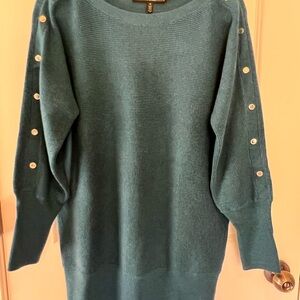 White House Black Market Teal Button-Accent Sweater